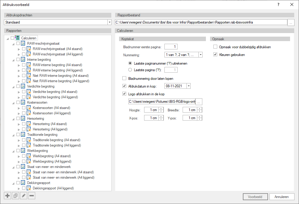 Afdrukvoorbeeld calc