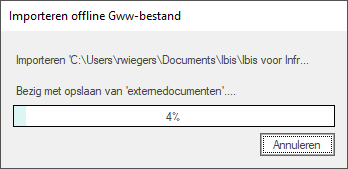 Importeren offline Gww-bestand SQL voortgangsindicator