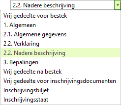 Bestekdeel kiezen - uitklaplijst