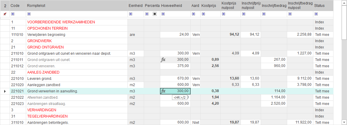 Formule in Calc