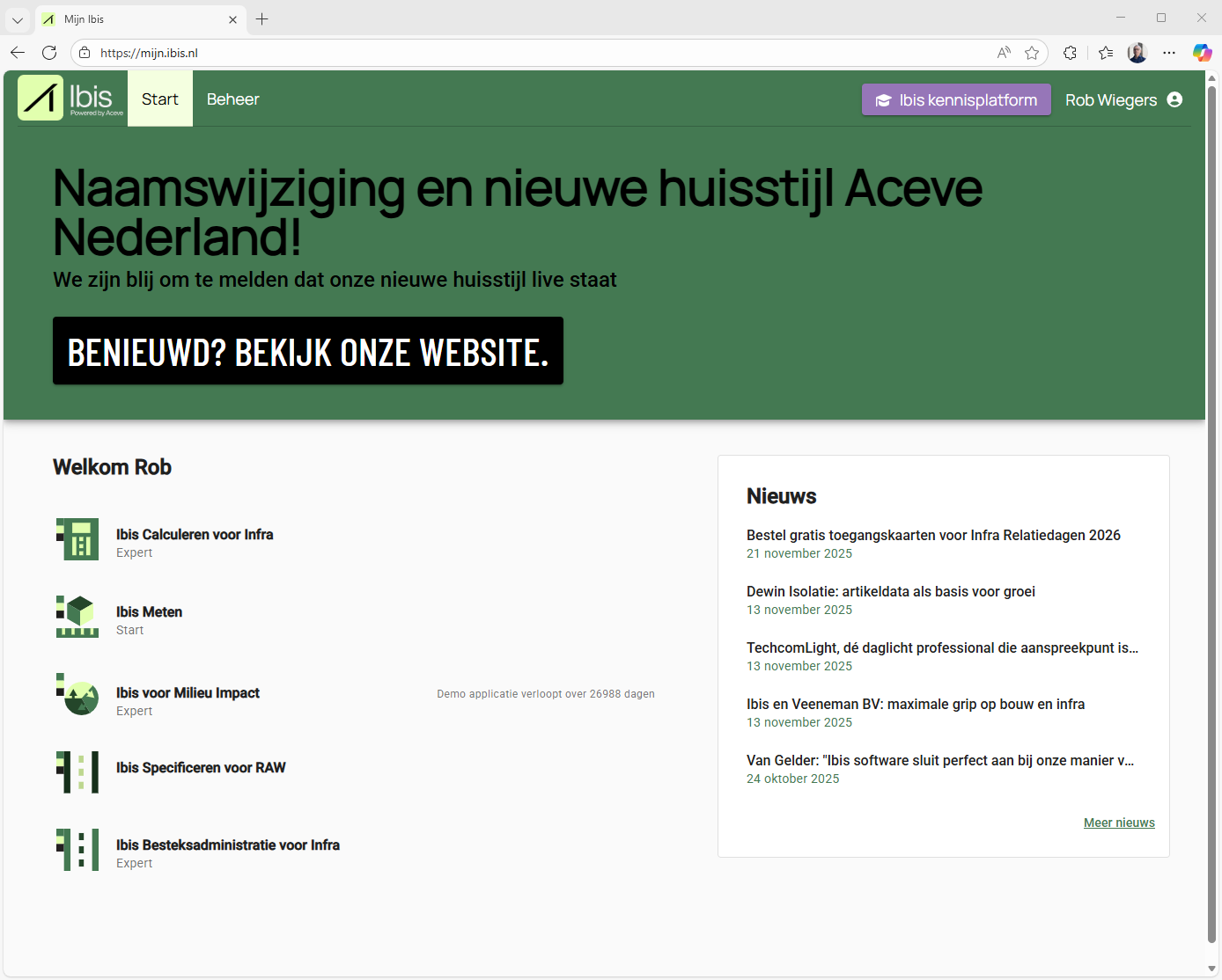 Mijn.ibis.nl - overzicht