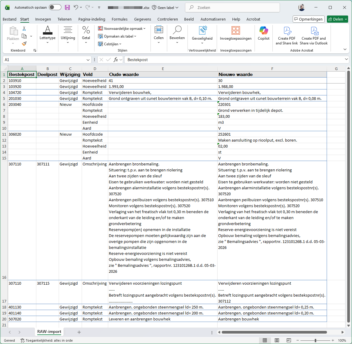 Importeren RSX in Calc-Bestaande begroting - XLSX
