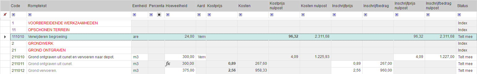 Kopiëren en plakken door slepen - regel geselecteerd