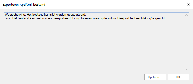 Exporteren KpdXml - melding Deelpost ter beschikking