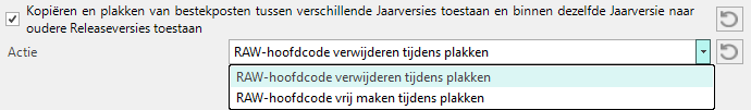 Instelling kopiëren en plakken Jaar- en Releaseversie