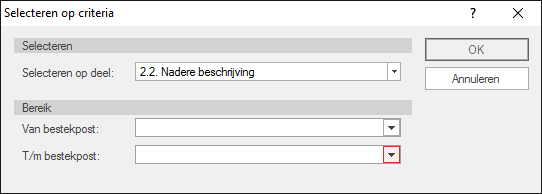 Selecteren criteria GwwBestek