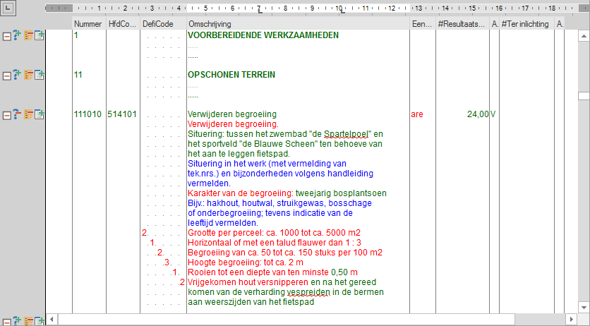 Scherm tbv aanwijzingsteksten