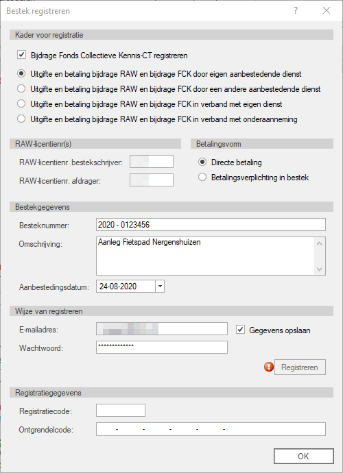 Registreren bestek webservice