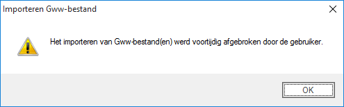 Importeren Gww-bestand SQL annuleren