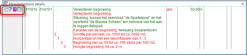 Moederbestand details - bestek