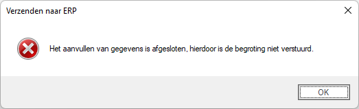 ERP-koppeling - aanvullende gegevens invullen - foutmelding
