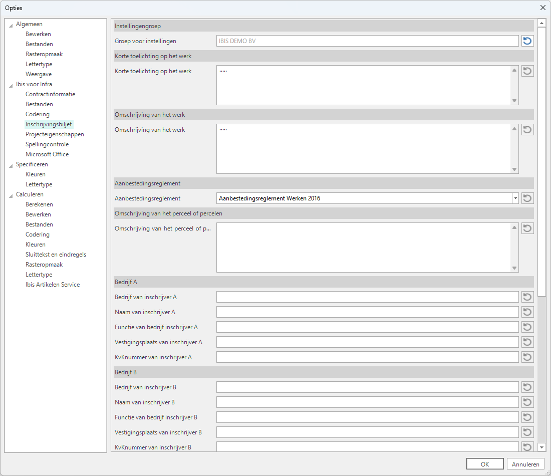 Opties-Ibis voor Infra-Inschrijvingsbiljet - New 1