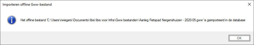 Importeren offline Gww-bestand SQL gereed