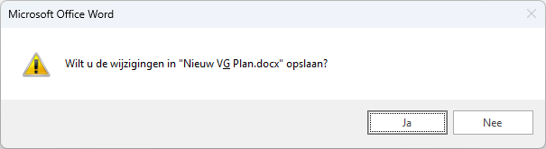 Word V&G Plan opslaan