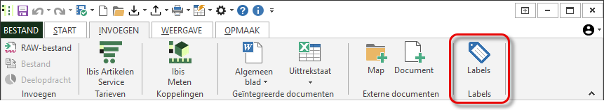 Labels in lint Invoegen