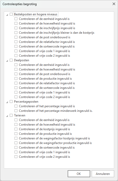 Controleopties begroting - new