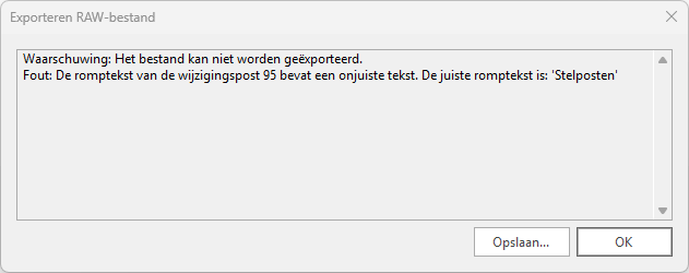Exporteren RAW - wijzigingspost staartposten