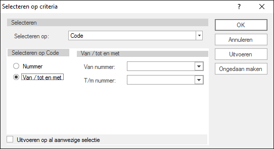 Selecteren criteria GwwCalc Code2