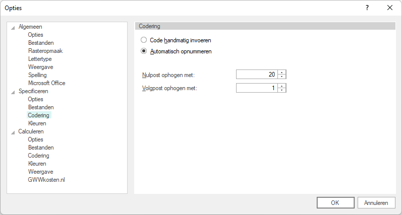 Opties-GwwBestek-Codering