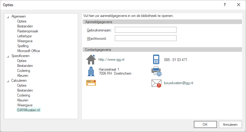 Opties-GwwCalc-GWWKosten