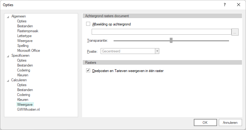 Opties-GwwCalc-Weergave