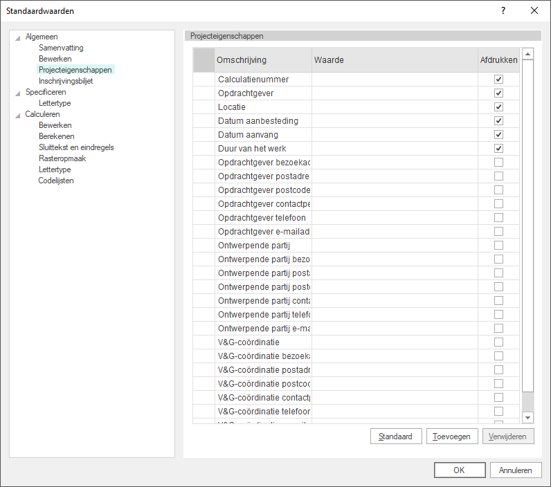 Standaardwaarden-Algemeen-Projecteigenschappen